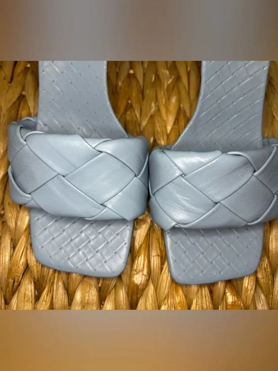 Vince Camuto Light Blue Woven Slide Heels - Picture 10 of 15